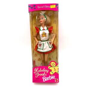 1997 HOLIDAY TREATS Barbie doll Christmas gingerbread apron NRFB/NEW OLD STOCK